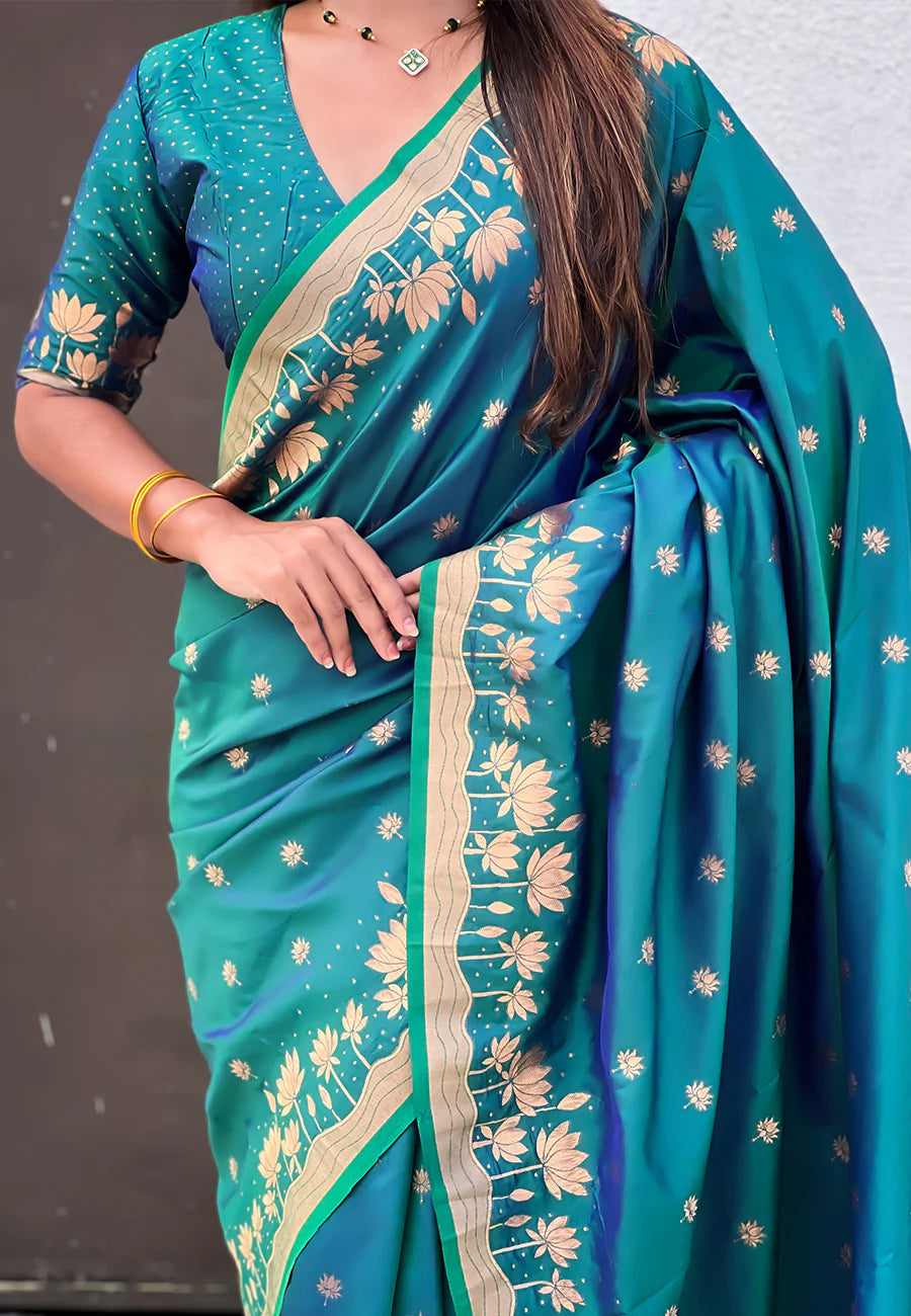Green Zari Woven Pichwai Silk Saree