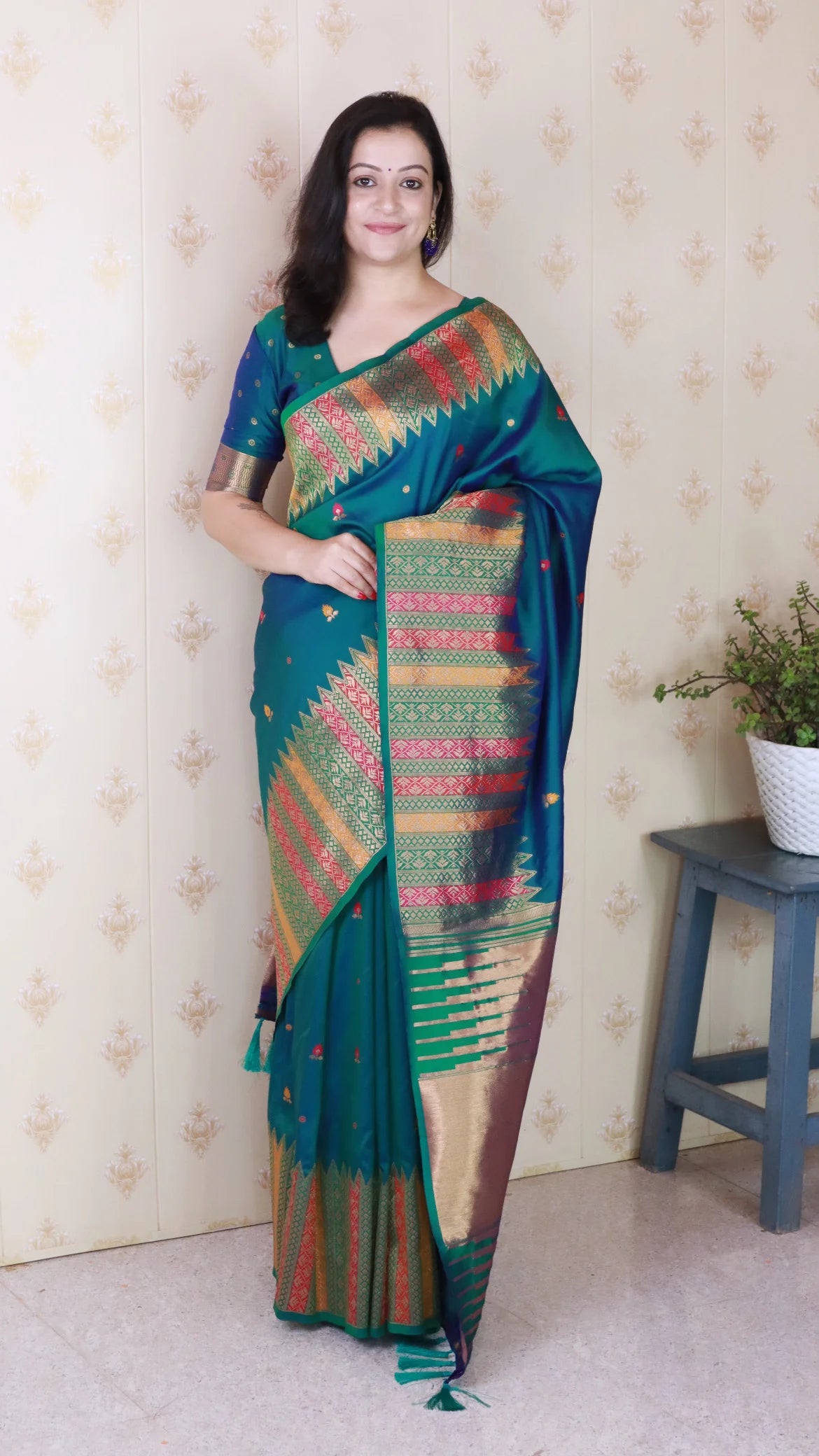 Green Soft Silk Fancy Border Paithani Saree