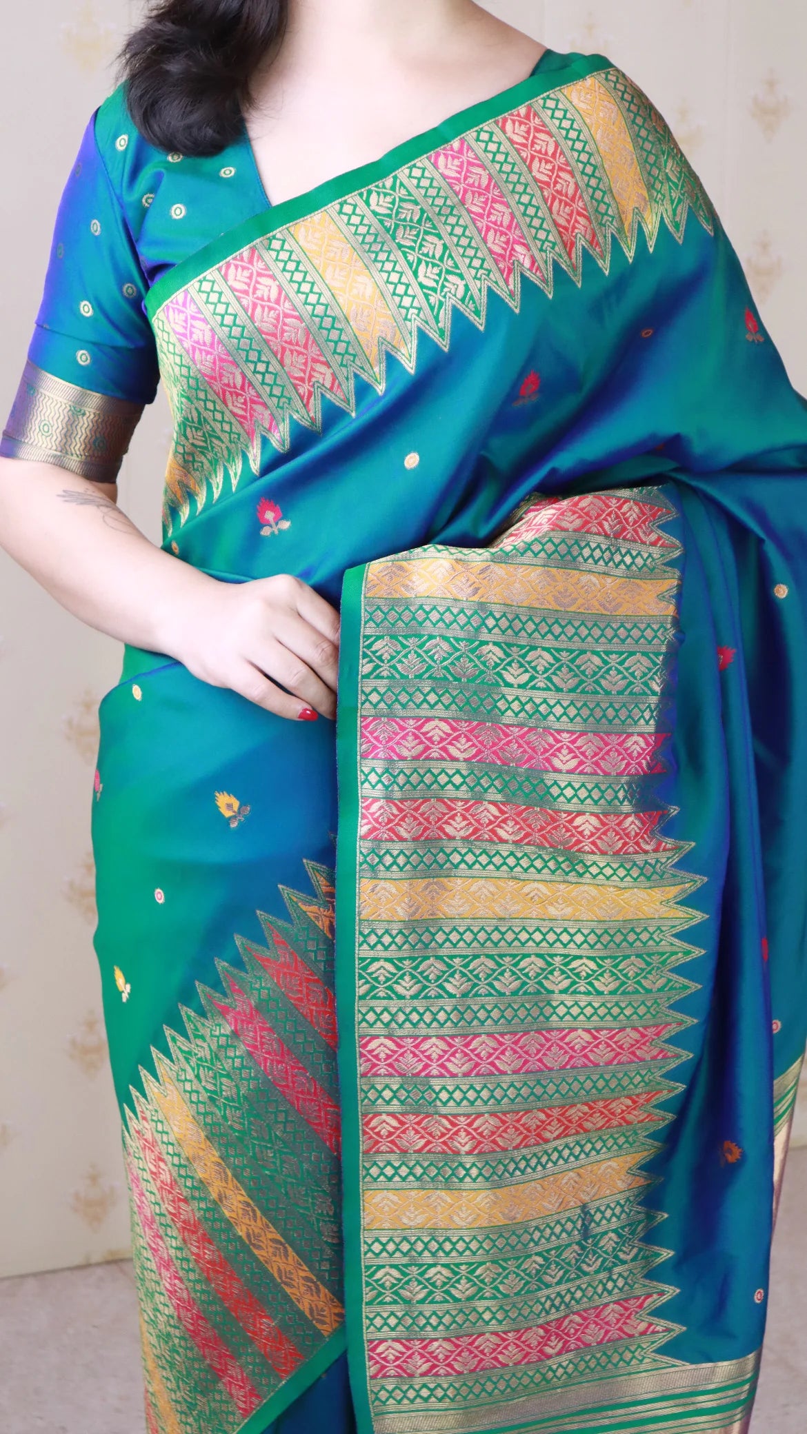 Green Soft Silk Fancy Border Paithani Saree