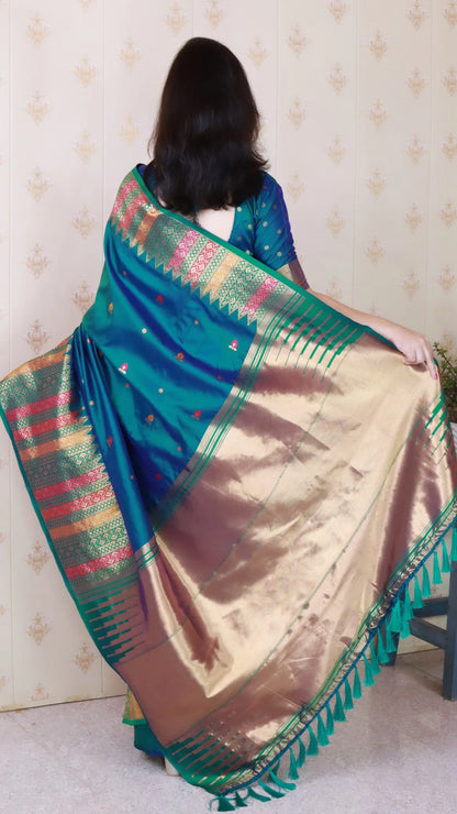 Green Soft Silk Fancy Border Paithani Saree