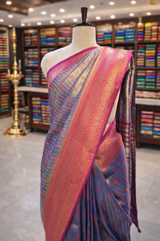 Varnika Teal Blue Banglori Silk Tissue Soft Silk Saree