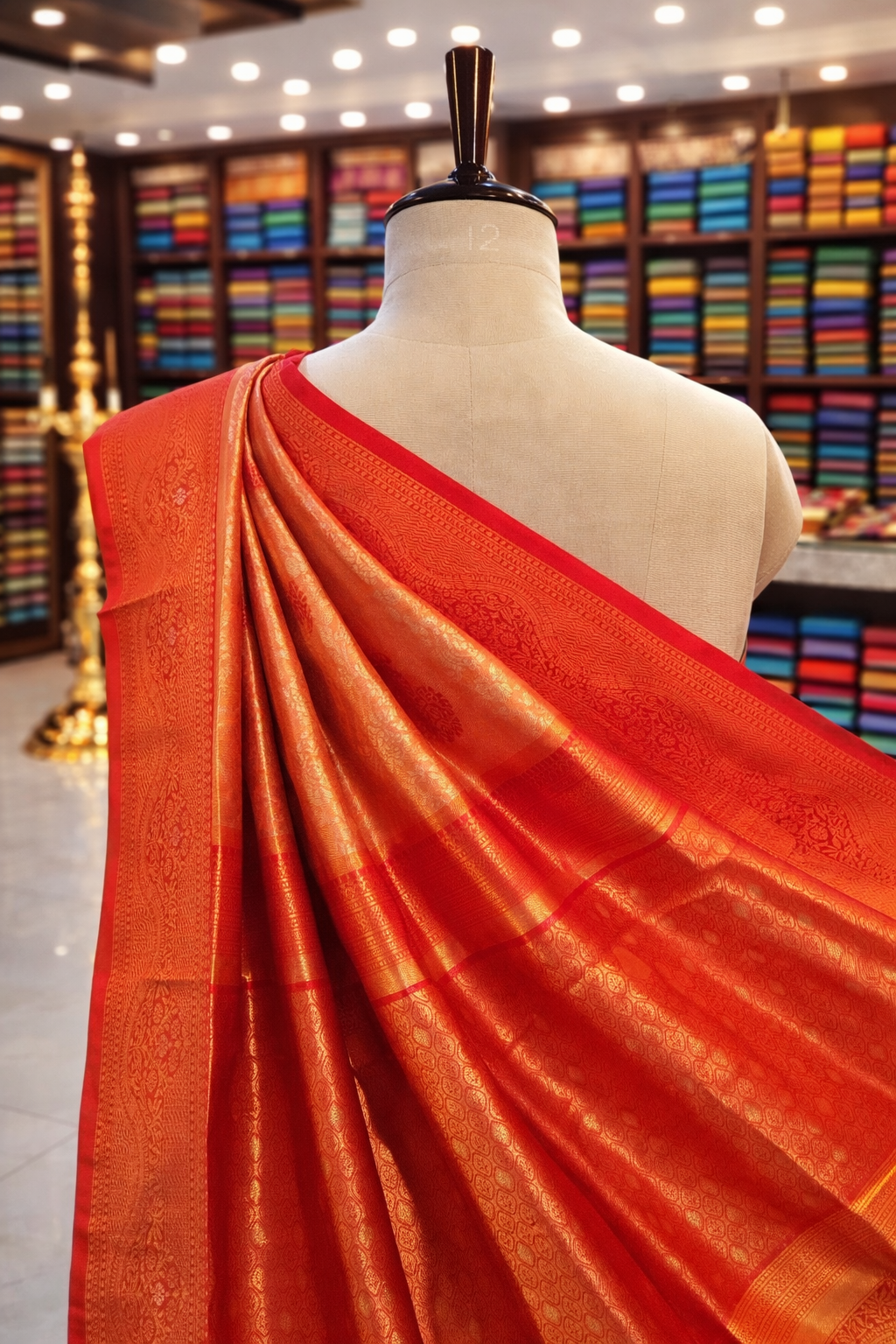 Swarna Orange Kanjivaram Tissue Soft Silk Saree
