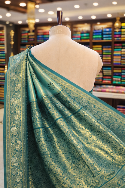 Sringara Elegant Pista Green Kanjivaram Tissue Soft Silk Saree