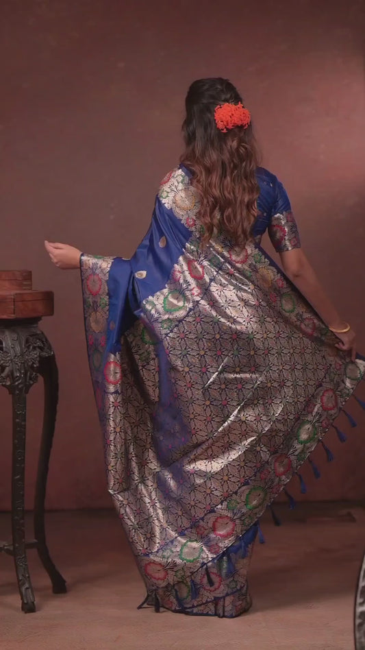 Royal blue Banarasi Silk Saree