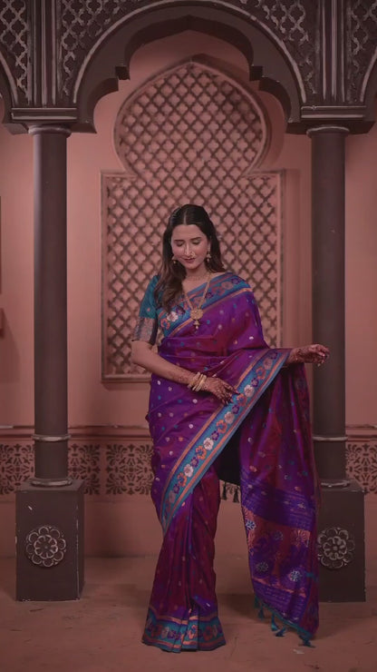 Purple Premium Banarasi Silk Saree