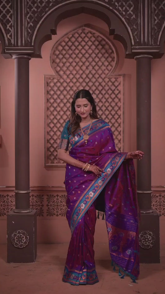Purple Premium Banarasi Silk Saree