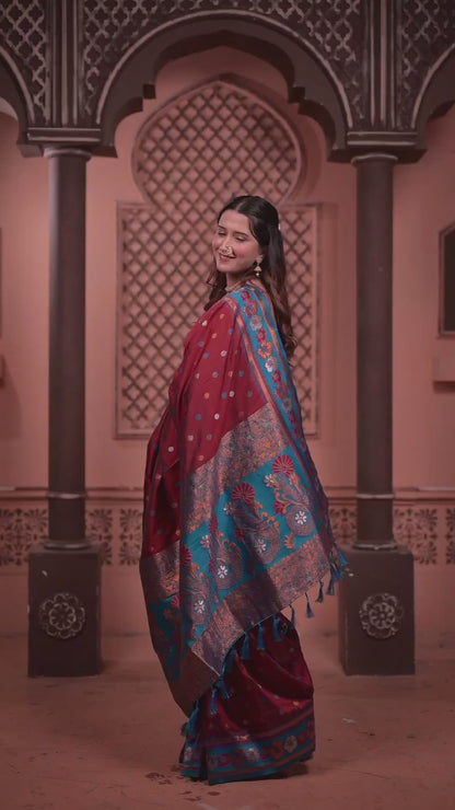 Rust Red Premium Banarasi Silk Saree