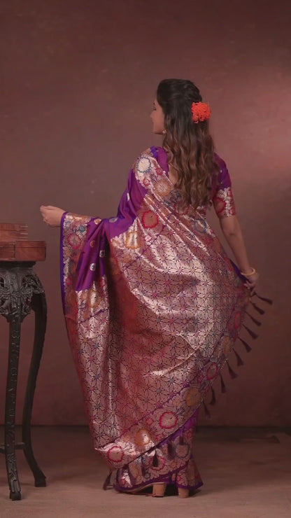 Rich purple Banarasi Silk Saree