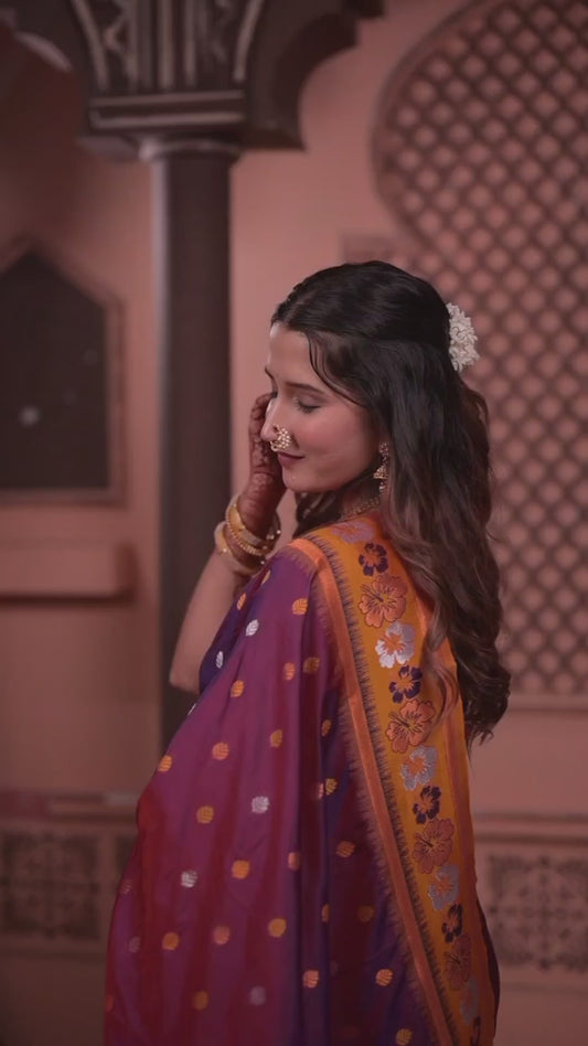 Deep Wine Premium Banarasi Silk Saree