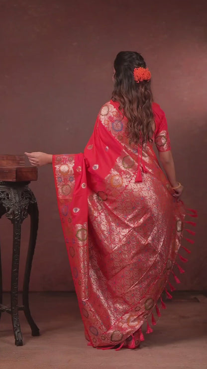 Red Banarasi Silk Saree